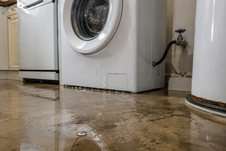 Appliance supply line leak flooding a Palmetto, GA laundry room